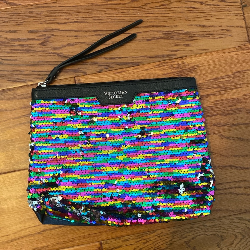 Victorias Secret rainbow sequin pouch/makeup bag